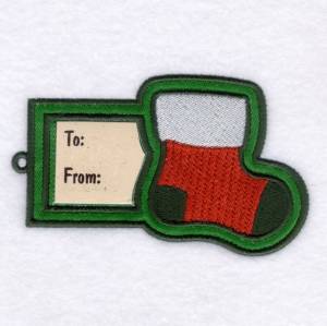 Picture of Stocking Gift Tag Machine Embroidery Design