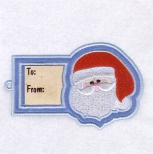 Picture of Santa Gift Tag Machine Embroidery Design