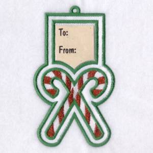 Picture of Candy Canes Gift Tag Machine Embroidery Design