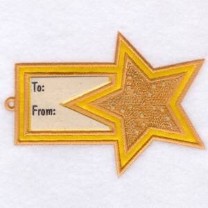 Picture of Star Gift Tag Machine Embroidery Design