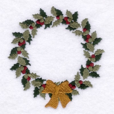 Holly Wreath Machine Embroidery Design
