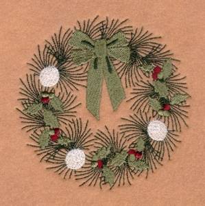 Picture of Ornament and  Holly Wreath Machine Embroidery Design