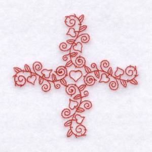 Picture of Heart Vine Cross  Redwork Machine Embroidery Design