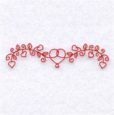Heart Vine Redwork Machine Embroidery Design