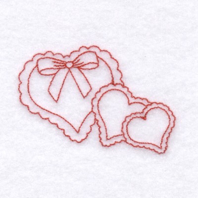 Lace Hearts Redwork Machine Embroidery Design