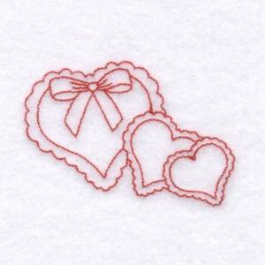 Picture of Lace Hearts Redwork Machine Embroidery Design