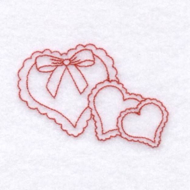Picture of Lace Hearts Redwork Machine Embroidery Design