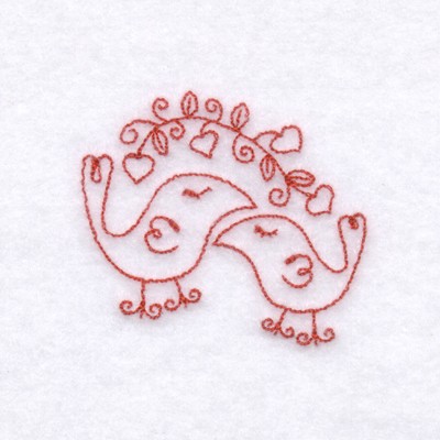 Love Birds Redwork Machine Embroidery Design