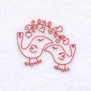 Picture of Love Birds Redwork Machine Embroidery Design