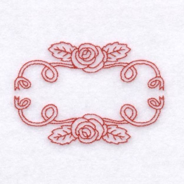 Picture of Rose & Ribbon Border Redwork Machine Embroidery Design