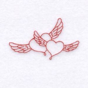 Picture of Winged Love Redwork Machine Embroidery Design