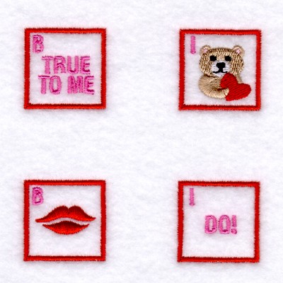 Valentine Bingo Squares #2 Machine Embroidery Design