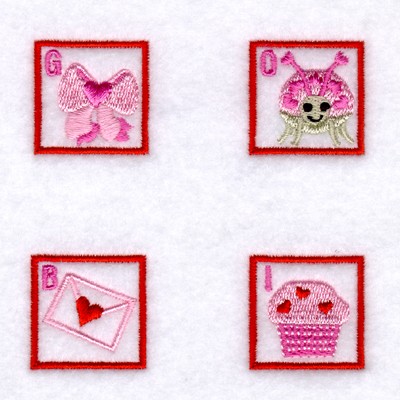 Valentine Bingo Squares #4 Machine Embroidery Design