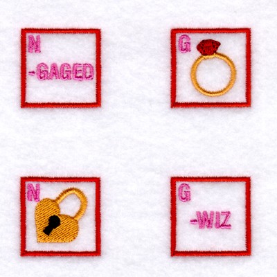 Valentine Bingo Squares #5 Machine Embroidery Design