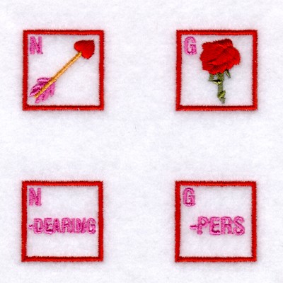 Valentine Bingo Squares #6 Machine Embroidery Design