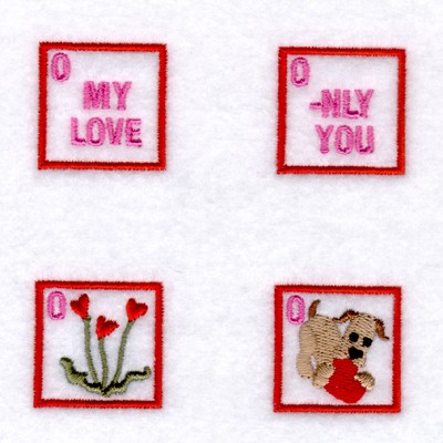 Valentine Bingo Squares #8 Machine Embroidery Design