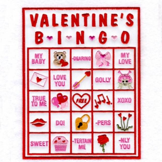 Picture of Valentine Bingo Applique Card #2 Machine Embroidery Design