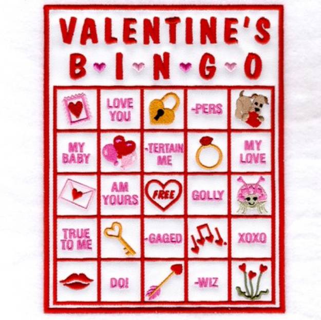 Picture of Valentine Bingo Applique Card #4 Machine Embroidery Design