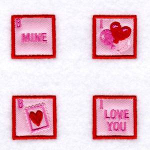 Picture of Valentine Bingo Applique Squares #1 Machine Embroidery Design