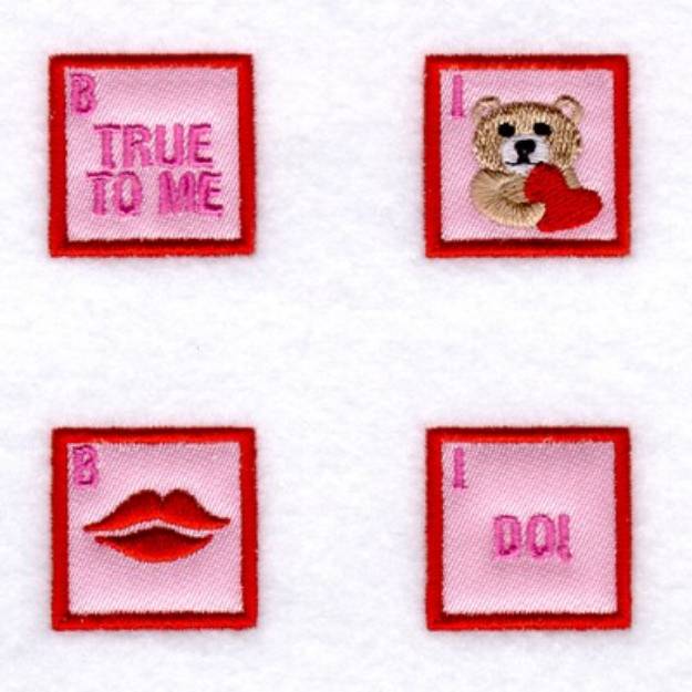 Picture of Valentine Bingo Applique Squares #2 Machine Embroidery Design