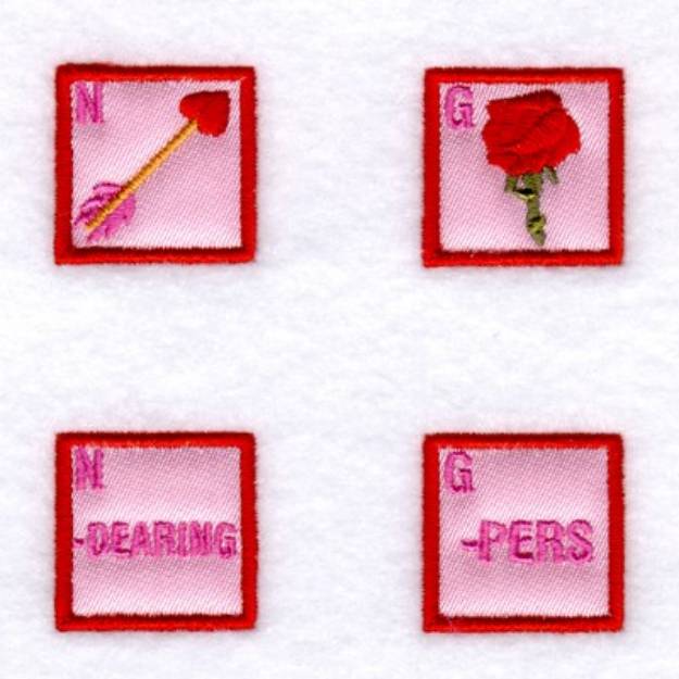 Picture of Valentine Bingo Applique Squares #6 Machine Embroidery Design