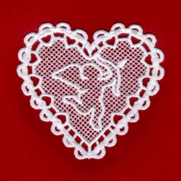 Picture of Cupid Lace Heart Machine Embroidery Design