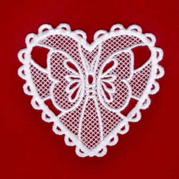 Picture of Butterfly Lace Heart Machine Embroidery Design