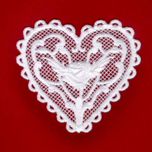 Picture of Rose Lace Heart Machine Embroidery Design
