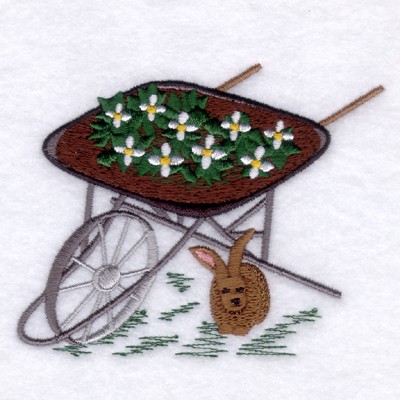 Rabbit with Wheelbarrow Machine Embroidery Design