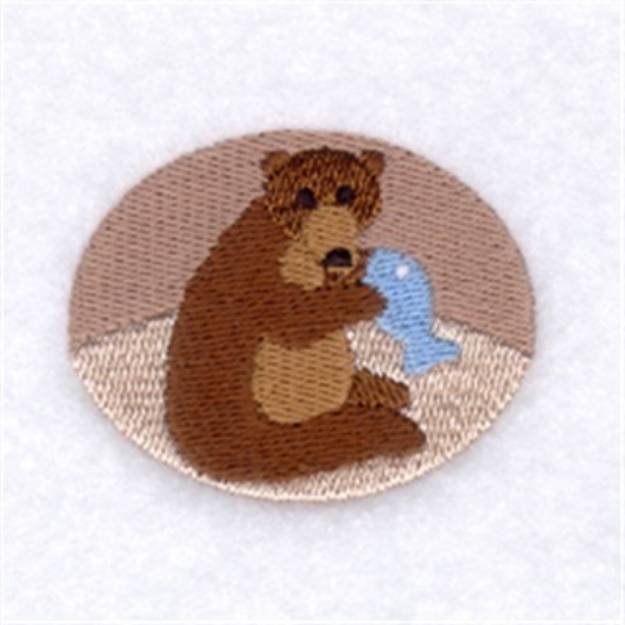 Picture of Bear Oval Machine Embroidery Design
