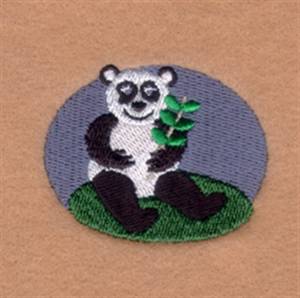 Picture of Panda Bear Oval Machine Embroidery Design