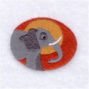 Picture of Elephant Oval Machine Embroidery Design