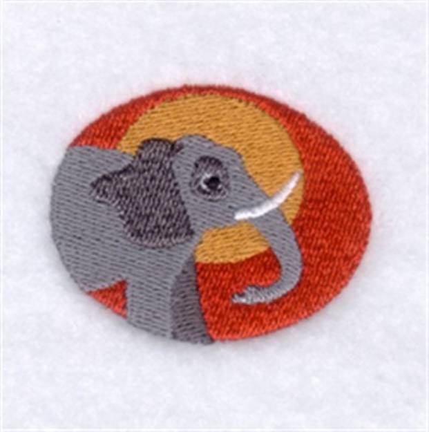 Picture of Elephant Oval Machine Embroidery Design