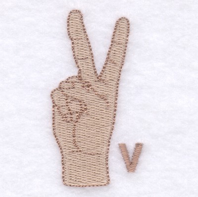 Letter V Sign Machine Embroidery Design