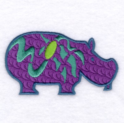 African Hippopotamus Machine Embroidery Design