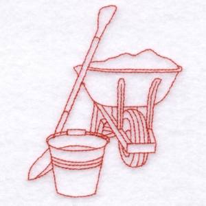 Picture of Shovel and Wheelbarrow Machine Embroidery Design