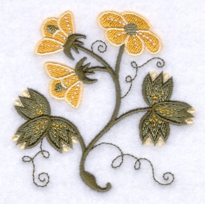 Jacobean Gold Flower Machine Embroidery Design