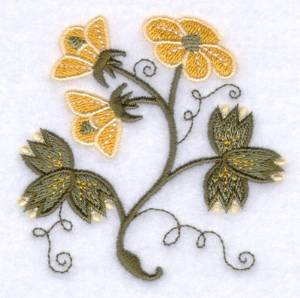 Picture of Jacobean Gold Flower Machine Embroidery Design