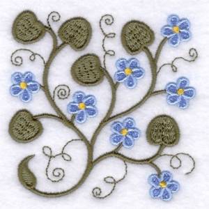 Picture of Jacobean Light Blue Flower Machine Embroidery Design