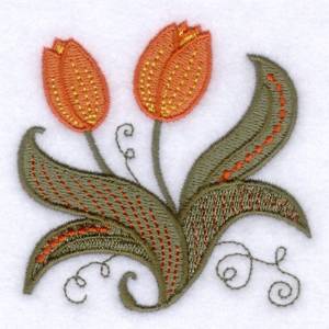 Picture of Jacobean Orange Flower Machine Embroidery Design