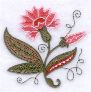 Picture of Jacobean Pink Flower Machine Embroidery Design