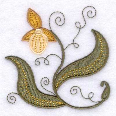 Jacobean Yellow Flower Machine Embroidery Design