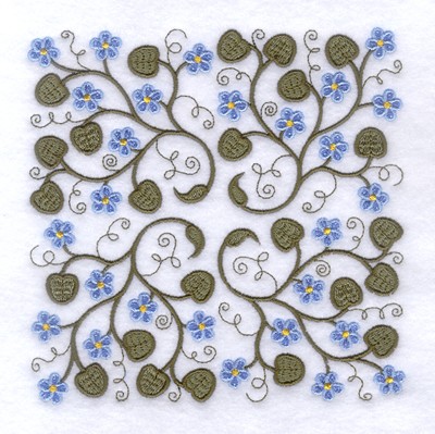 Jacobean Lt Blue Flower Square Machine Embroidery Design