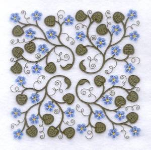 Picture of Jacobean Lt Blue Flower Square Machine Embroidery Design