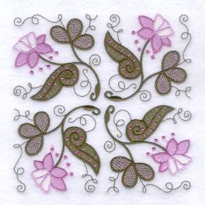 Picture of Jacobean Violet Flower Square Machine Embroidery Design