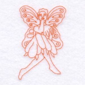 Picture of Thinking Fairy Outline Machine Embroidery Design