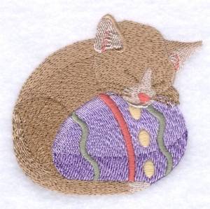 Picture of Easter Egg and Kitten Machine Embroidery Design