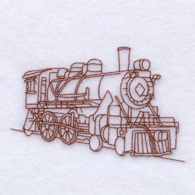 Steam Train Outlined Machine Embroidery Design