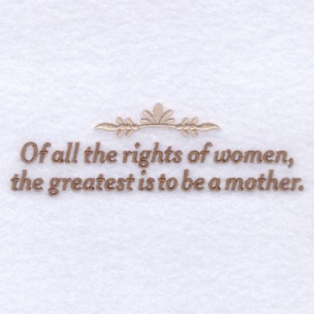 Picture of Womans Rights Saying Machine Embroidery Design