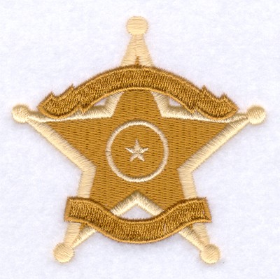 PD Star and Banners Badge Machine Embroidery Design